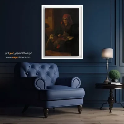 نقاشی های رامبراند برای فروش - پیرزنی در حال چیدن پر مرغ – تابلو نقاشی رامبراند - اسپو دکور