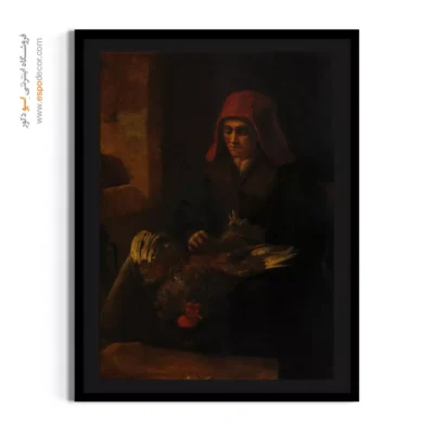 نقاشی های رامبراند برای فروش - پیرزنی در حال چیدن پر مرغ – تابلو نقاشی رامبراند - اسپو دکور