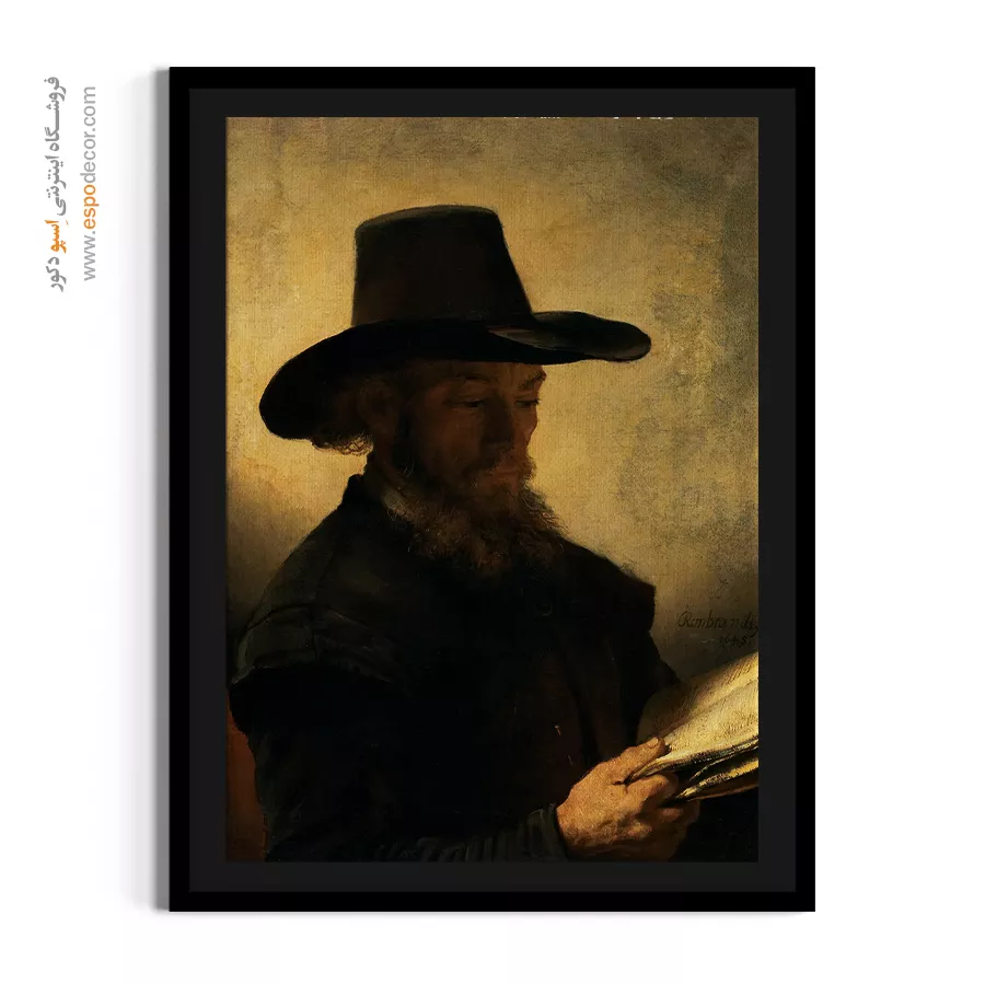 فروش تابلو رامبراند - مرد در حال خواندن – تابلو نقاشی رامبراند - اسپو دکور