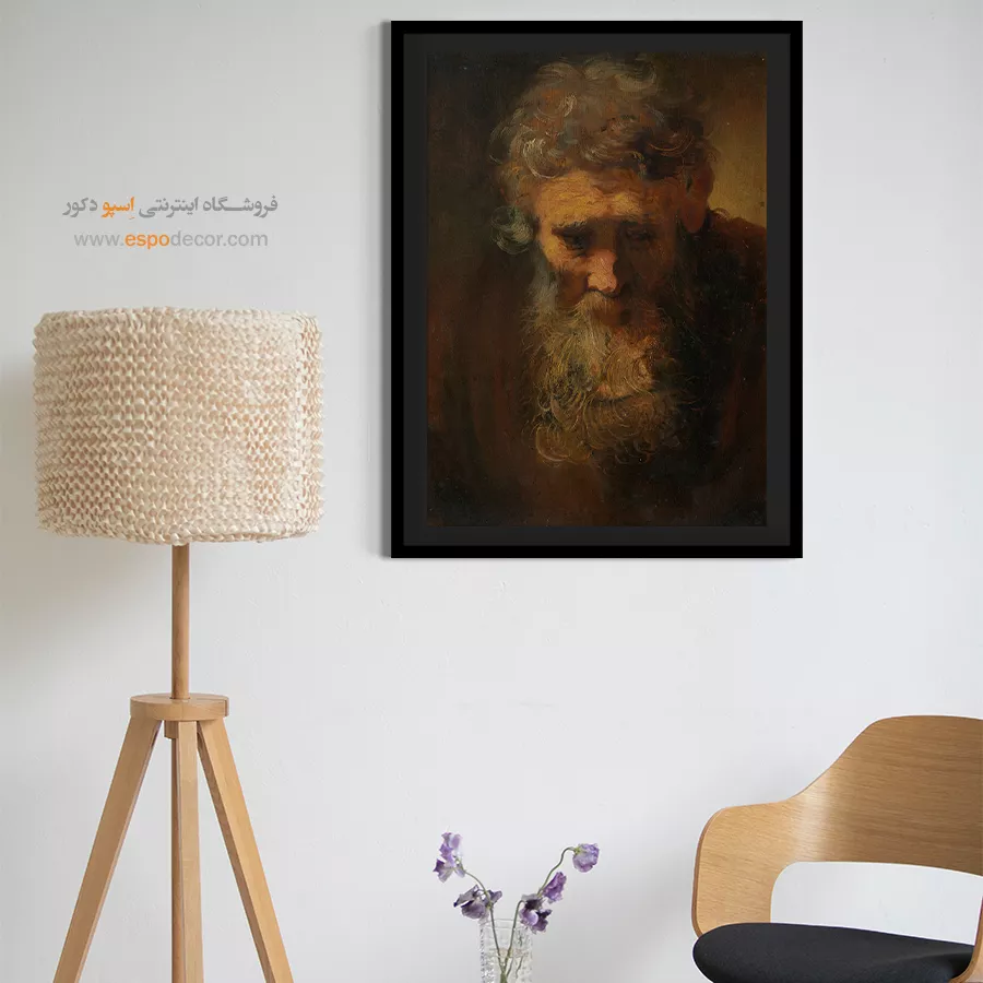 تابلو چاپی روی بوم - مطالعه یک پیرمرد – تابلو نقاشی رامبراند - اسپو دکور