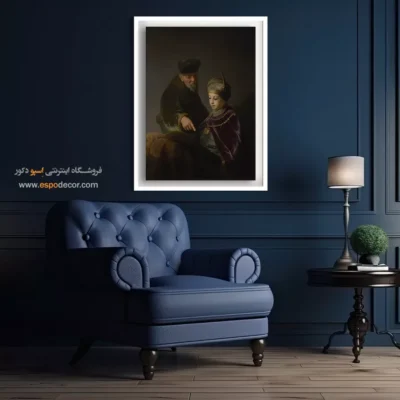 تابلو نقاشی مستطیل - یک محقق جوان و معلم او – تابلو نقاشی رامبراند - اسپو دکور