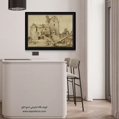 تابلو بوم با قاب - قلعه  – تابلو نقاشی رامبراند - اسپو دکور