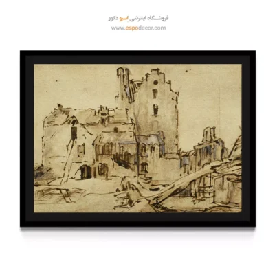 تابلو بوم با قاب - قلعه  – تابلو نقاشی رامبراند - اسپو دکور