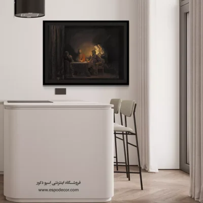 بوم با کلاف چوبی - مسیح در امائوس – تابلو نقاشی رامبراند - اسپو دکور