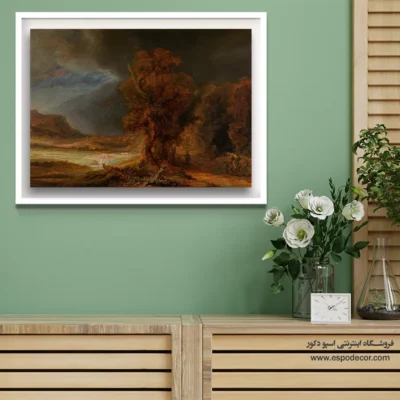 تابلو با قاب - منظره با سامری خوب – تابلو نقاشی رامبراند - اسپو دکور