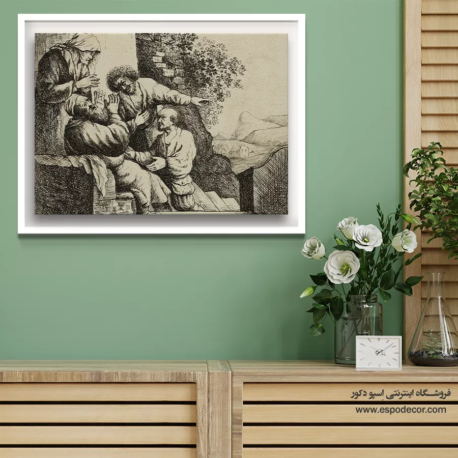 تابلو با قاب مشکی - لباس یوسف برای یعقوب آورده شد – تابلو نقاشی رامبراند - اسپو دکور