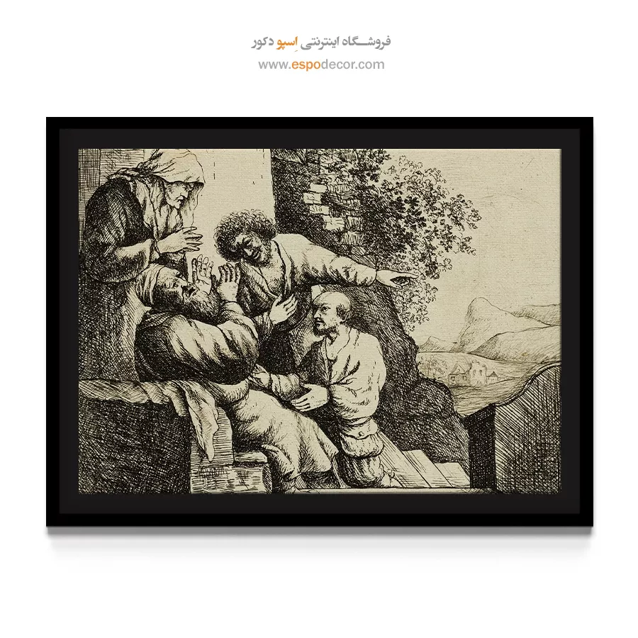 تابلو با قاب مشکی - لباس یوسف برای یعقوب آورده شد – تابلو نقاشی رامبراند - اسپو دکور