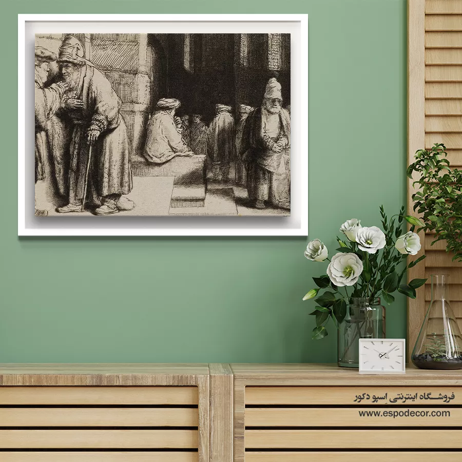 خرید دکوراسیون سبک باروک - یهودیان در کنیسه – تابلو نقاشی رامبراند - اسپو دکور