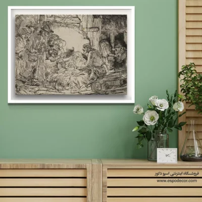 دکوراسیون با تابلو - ستایش شبانان – تابلو نقاشی رامبراند - اسپو دکور