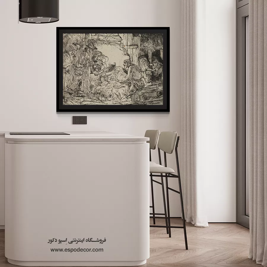 دکوراسیون با تابلو - ستایش شبانان – تابلو نقاشی رامبراند - اسپو دکور