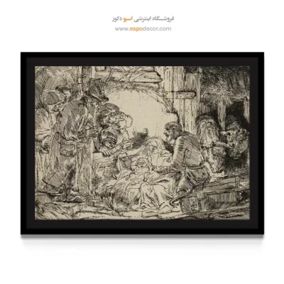 دکوراسیون با تابلو - ستایش شبانان – تابلو نقاشی رامبراند - اسپو دکور