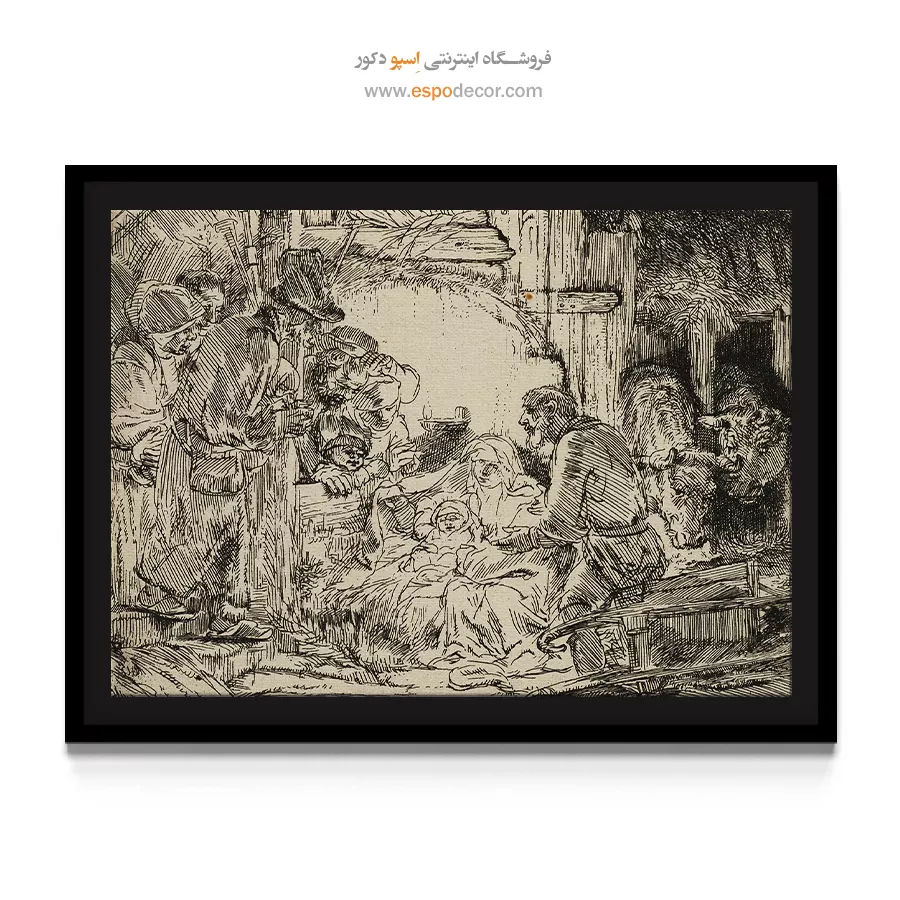 دکوراسیون با تابلو - ستایش شبانان – تابلو نقاشی رامبراند - اسپو دکور