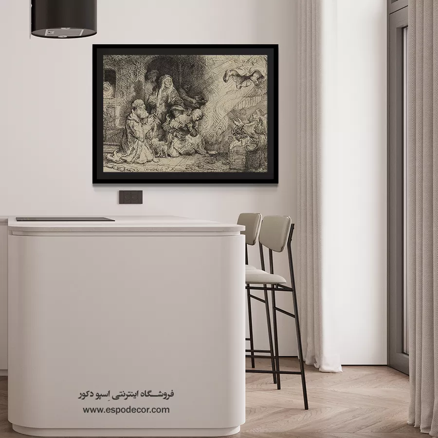 نقاشی فرشته - فرشته در حال خروج از خانه توبیاس – تابلو نقاشی رامبراند - اسپو دکور