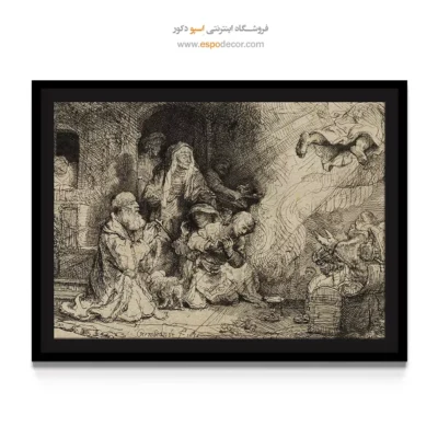 نقاشی فرشته - فرشته در حال خروج از خانه توبیاس – تابلو نقاشی رامبراند - اسپو دکور