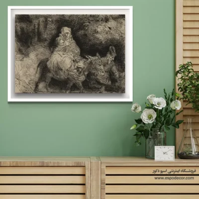 تابلو بوم نقاشی قدیمی - عبور از یک رودخانه – تابلو نقاشی رامبراند - اسپو دکور