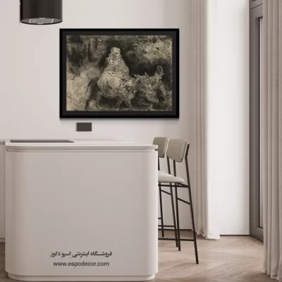 تابلو بوم نقاشی قدیمی - عبور از یک رودخانه – تابلو نقاشی رامبراند - اسپو دکور