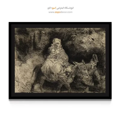 تابلو بوم نقاشی قدیمی - عبور از یک رودخانه – تابلو نقاشی رامبراند - اسپو دکور