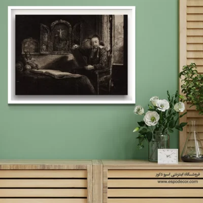 خرید تابلو پرتره با عمق رنگ بالا - داروخانه – تابلو نقاشی رامبراند - اسپو دکور