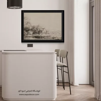 تابلو بوم دکوراتیو لوکس - منظره با یک گاو – تابلو نقاشی رامبراند - اسپو دکور