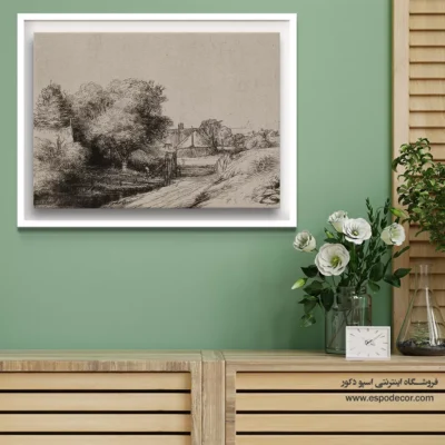 تابلو بوم نقاشی دوره طلایی - کلبه ها – تابلو نقاشی رامبراند - اسپو دکور