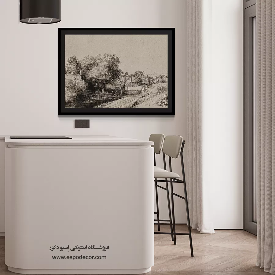 تابلو بوم نقاشی دوره طلایی - کلبه ها – تابلو نقاشی رامبراند - اسپو دکور