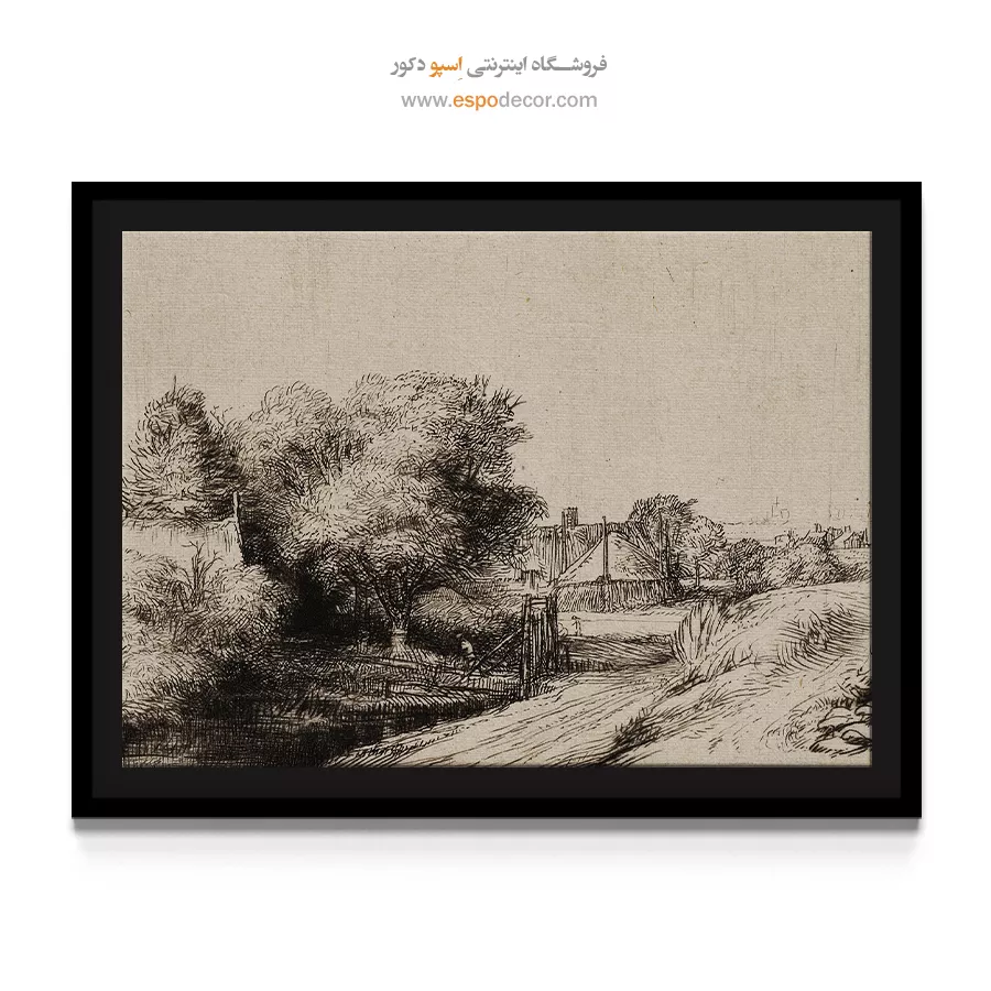 تابلو بوم نقاشی دوره طلایی - کلبه ها – تابلو نقاشی رامبراند - اسپو دکور