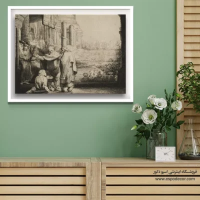 تابلو نقاشی از اسطوره‌های کلاسیک - پیتر و جان در حال شفای معلول – تابلو نقاشی رامبراند - اسپو دکور