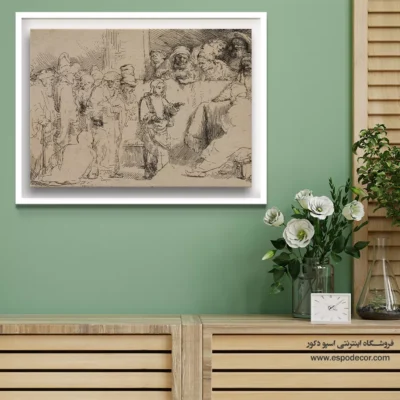 تابلو برای دیزاین داخلی سنتی - مشاجره مسیح با پزشکان – تابلو نقاشی رامبراند - اسپو دکور