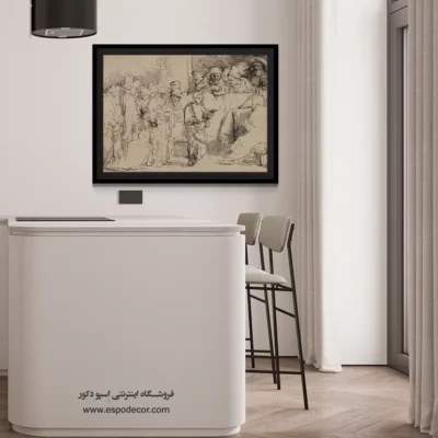 تابلو برای دیزاین داخلی سنتی - مشاجره مسیح با پزشکان – تابلو نقاشی رامبراند - اسپو دکور