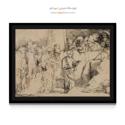 تابلو برای دیزاین داخلی سنتی - مشاجره مسیح با پزشکان – تابلو نقاشی رامبراند - اسپو دکور