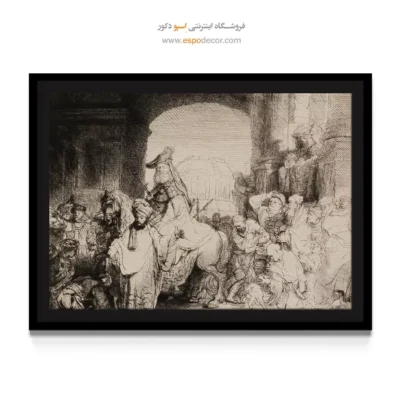 تابلو بوم با کلاف ضخیم - پیروزی مردخای – تابلو نقاشی رامبراند - اسپو دکور