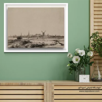 تابلو دکوراتیو با تم تاریخ هنر - نمایی از آمستردام – تابلو نقاشی رامبراند - اسپو دکور