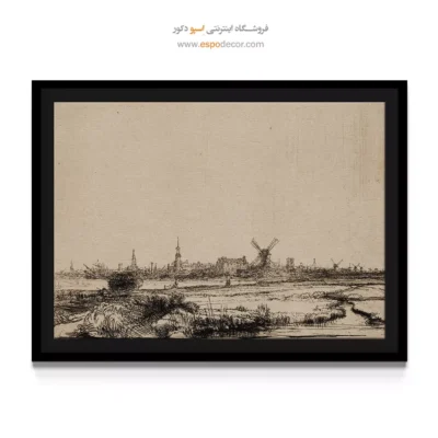 تابلو دکوراتیو با تم تاریخ هنر - نمایی از آمستردام – تابلو نقاشی رامبراند - اسپو دکور