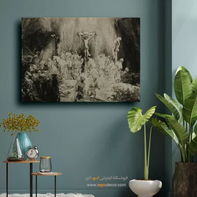 نقاشی با کنتراست شدید - مسیح بین دو دزد مصلوب شد – تابلو نقاشی رامبراند - اسپو دکور