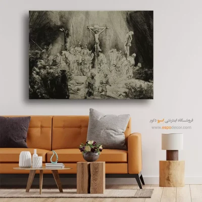 نقاشی با کنتراست شدید - مسیح بین دو دزد مصلوب شد – تابلو نقاشی رامبراند - اسپو دکور