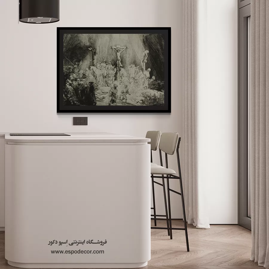 نقاشی با کنتراست شدید - مسیح بین دو دزد مصلوب شد – تابلو نقاشی رامبراند - اسپو دکور