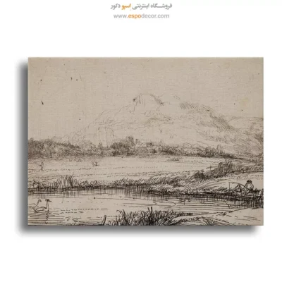 نقاشی پرتره با بک‌گراند تیره - کانال با یک ماهیگیر و دو قو – تابلو نقاشی رامبراند - اسپو دکور