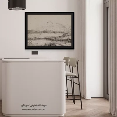 نقاشی پرتره با بک‌گراند تیره - کانال با یک ماهیگیر و دو قو – تابلو نقاشی رامبراند - اسپو دکور