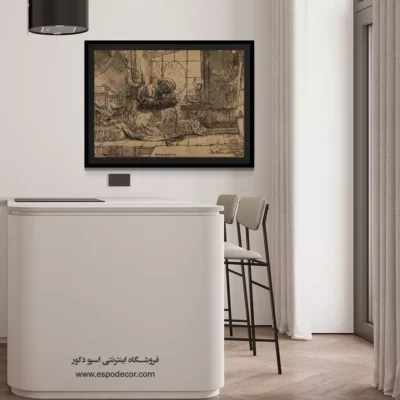 چاپ بوم با کیفیت موزه ای - باکره و کودک با گربه و مار – تابلو نقاشی رامبراند - اسپو دکور