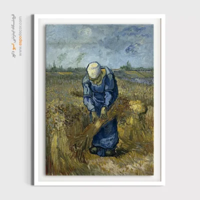 خرید تابلو - زن دهقان در حال بستن – تابلو نقاشی های ون گوگ - اسپو دکور