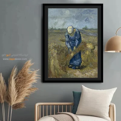 خرید تابلو - زن دهقان در حال بستن – تابلو نقاشی های ون گوگ - اسپو دکور