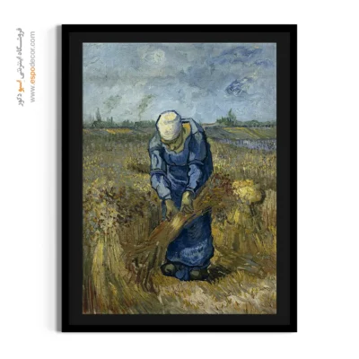 خرید تابلو - زن دهقان در حال بستن – تابلو نقاشی های ون گوگ - اسپو دکور