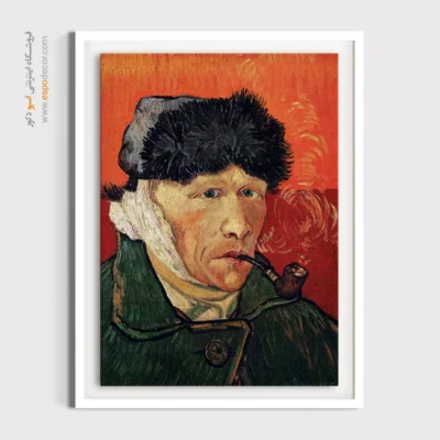 تابلو برای کادو - سلف پرتره با پیپ و گوش بانداژ شده – تابلو نقاشی های ون گوگ - اسپو دکور