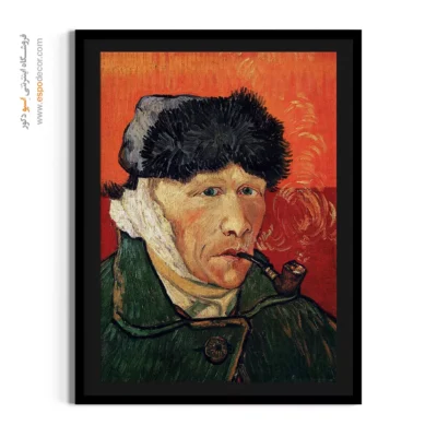 تابلو برای کادو - سلف پرتره با پیپ و گوش بانداژ شده – تابلو نقاشی های ون گوگ - اسپو دکور