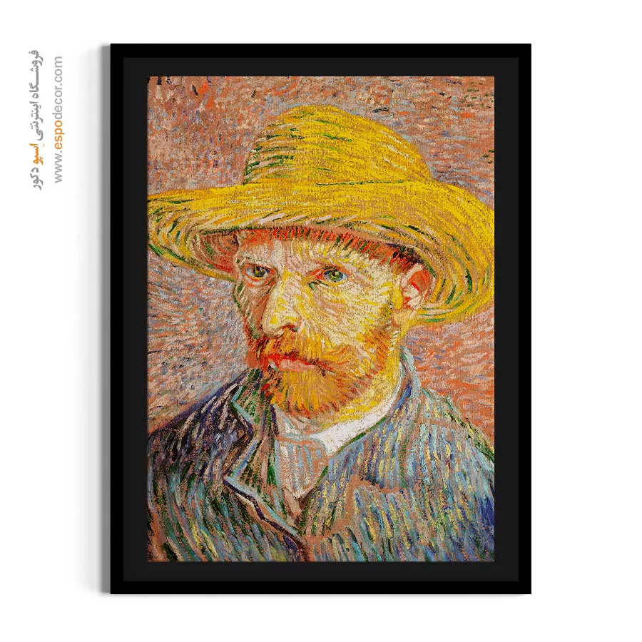 تابلو کلاسیک برای اتاق - سلف پرتره با کلاه حصیری – تابلو نقاشی های ون گوگ - اسپو دکور