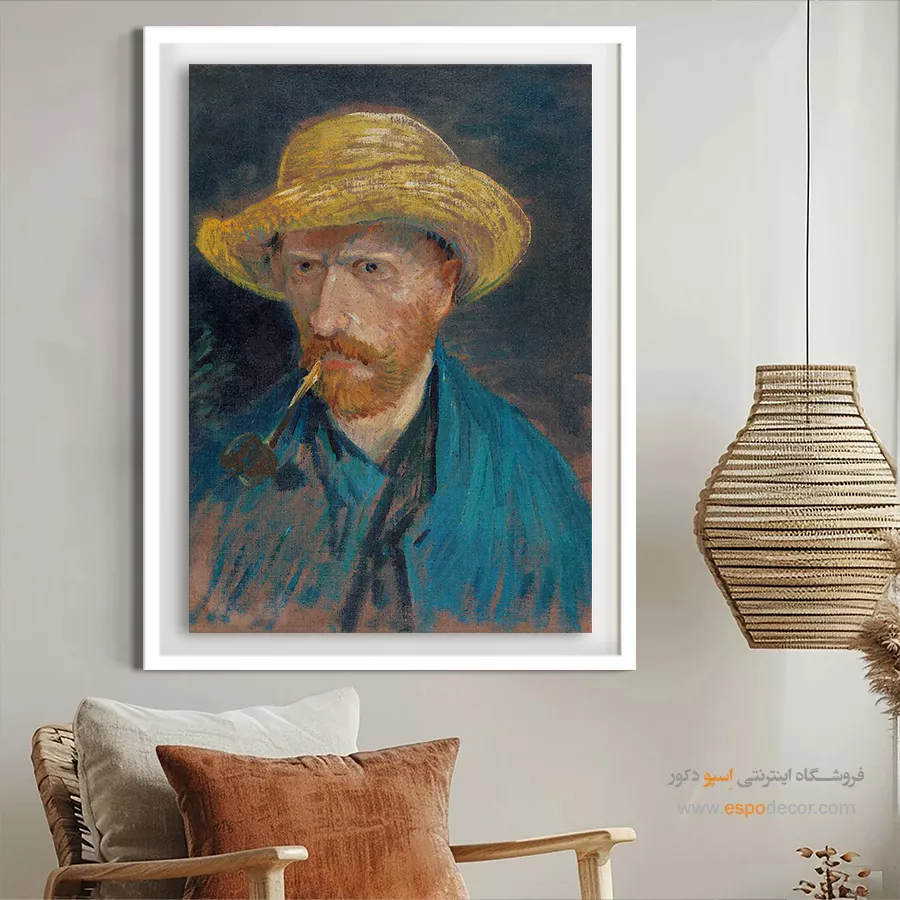 تابلو مناسب خانههای مدرن - سلف پرتره با کلاه حصیری و پیپ – تابلو نقاشی های ون گوگ - اسپو دکور