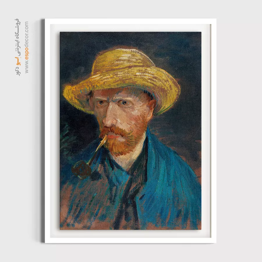 تابلو مناسب خانههای مدرن - سلف پرتره با کلاه حصیری و پیپ – تابلو نقاشی های ون گوگ - اسپو دکور