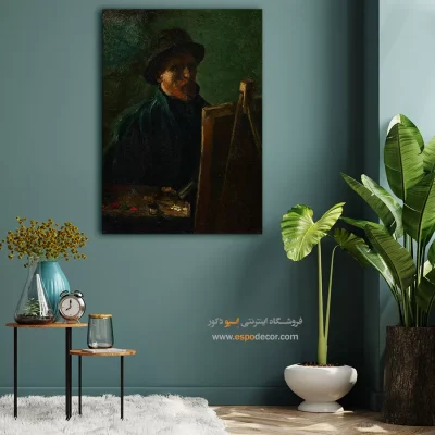 تابلو دکور سنتی - سلف پرتره با کلاه نمدی تیره – تابلو نقاشی های ون گوگ - اسپو دکور