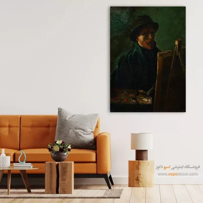 تابلو دکور سنتی - سلف پرتره با کلاه نمدی تیره – تابلو نقاشی های ون گوگ - اسپو دکور
