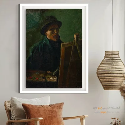 تابلو دکور سنتی - سلف پرتره با کلاه نمدی تیره – تابلو نقاشی های ون گوگ - اسپو دکور